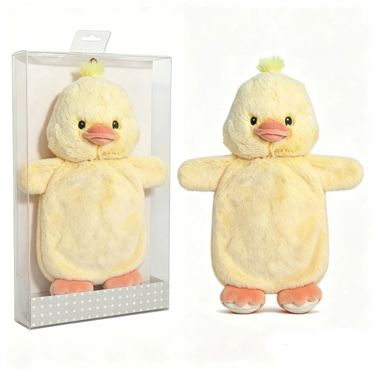 Mini Rubber Hot Water Bottle with Cute Plush Duck Cover
